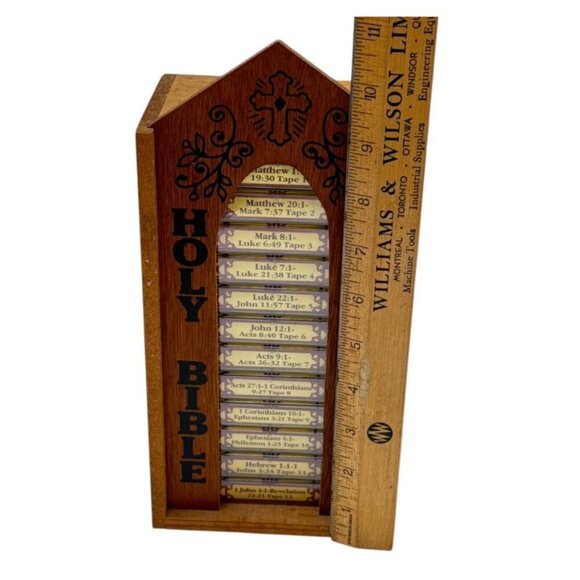 King James Holy Bible New Testament 12 Cassette Audio 11 New Wood Box Scourby 79 - Picture 15 of 16